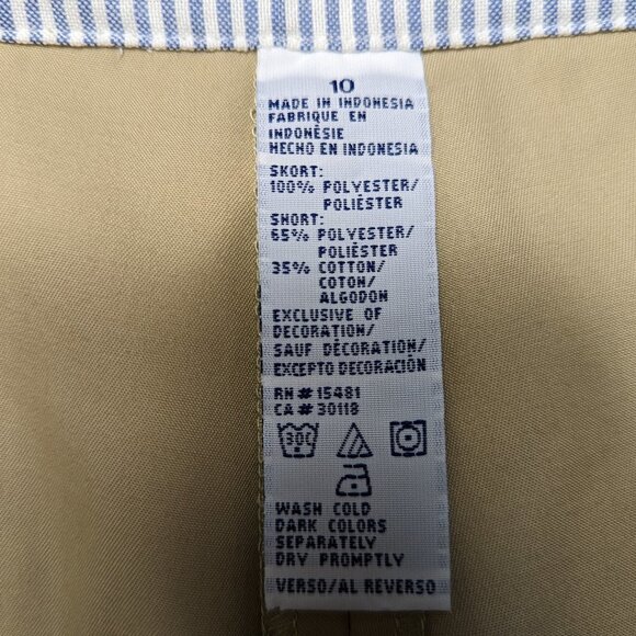 TOMMY HILFIGER GOLF Flat Front Pleated Anna Skirt Skort Khaki Size 10 - Picture 7 of 15